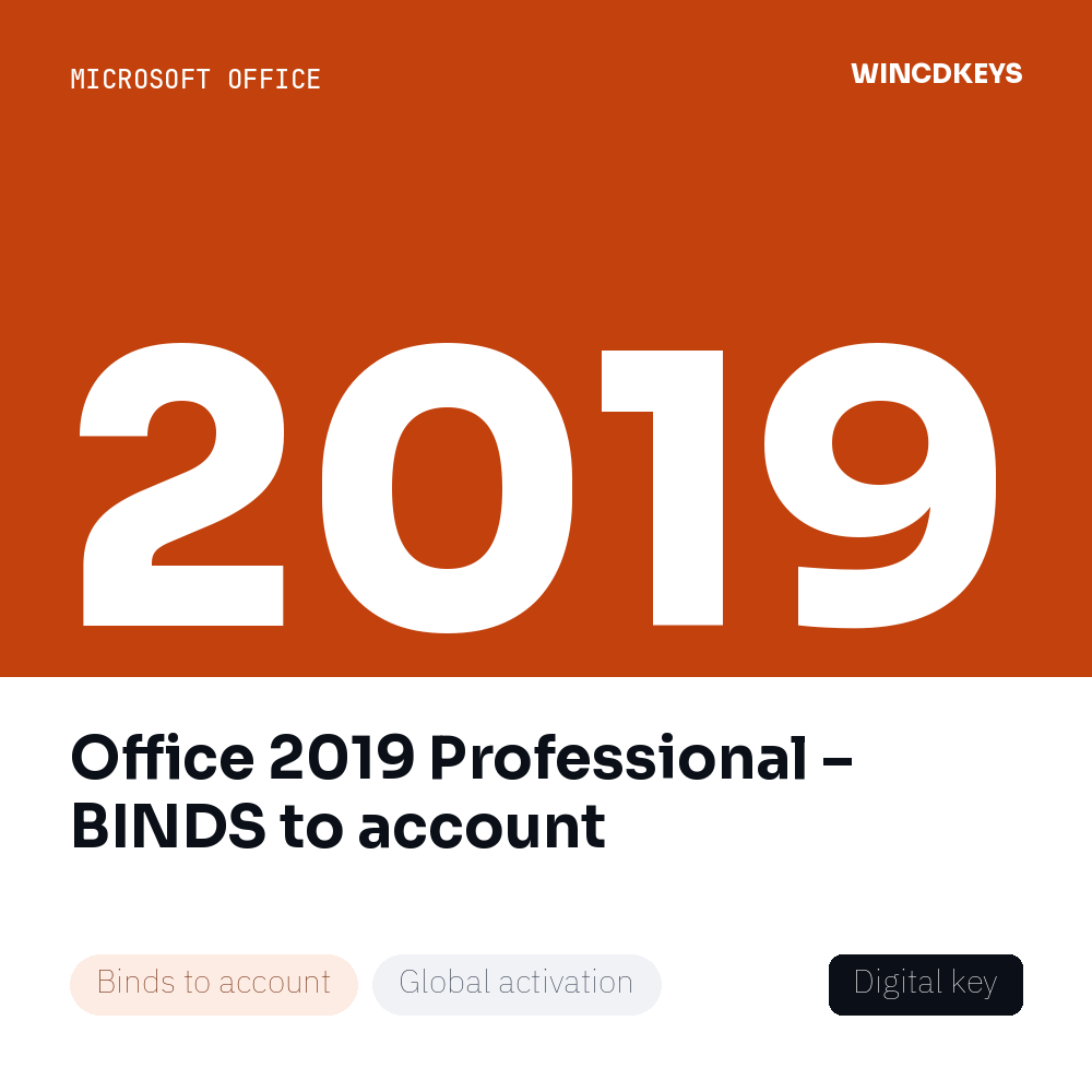 Office 2019 Professional – BINDS to account