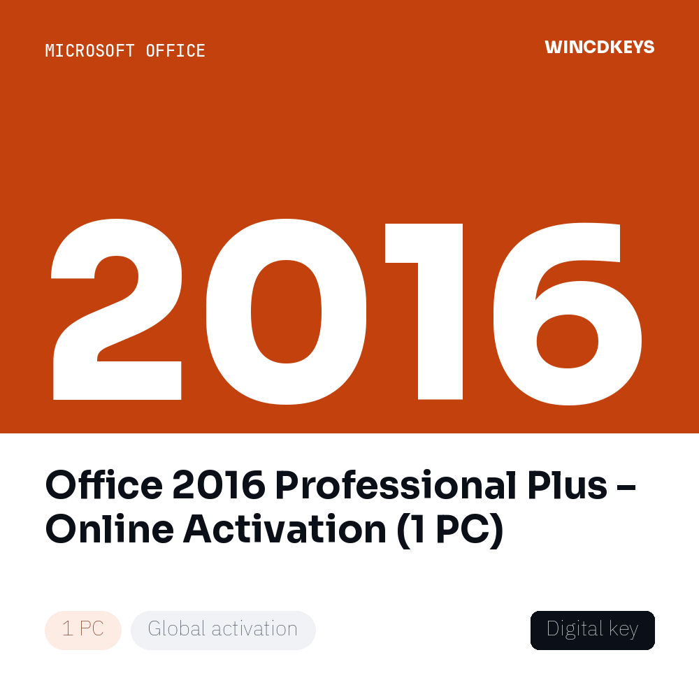 Office 2016 Professional Plus – Online Activation (1 PC)
