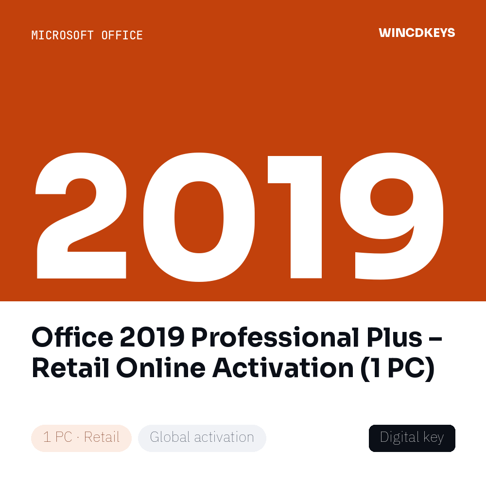Office 2019 Professional Plus – Retail Online Activation (1 PC)