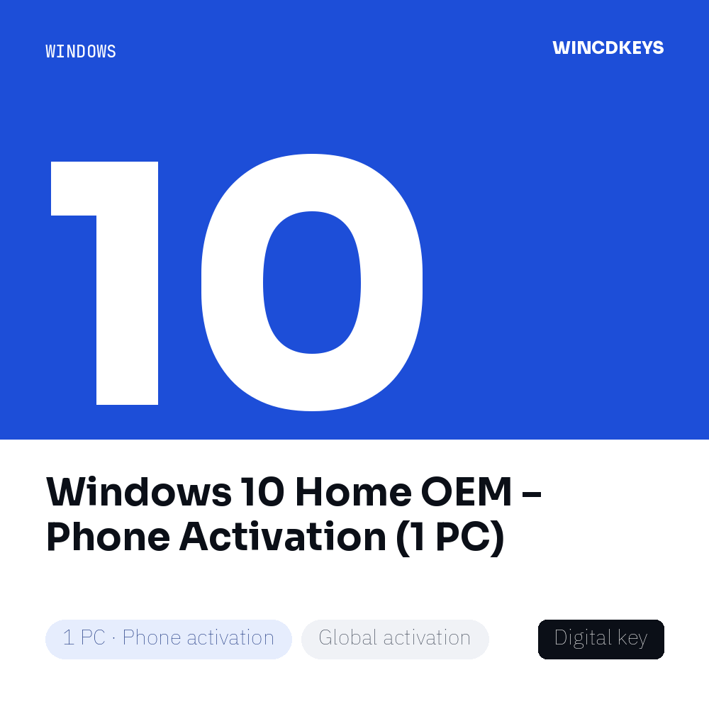 Windows 10 Home OEM – Phone Activation (1 PC)
