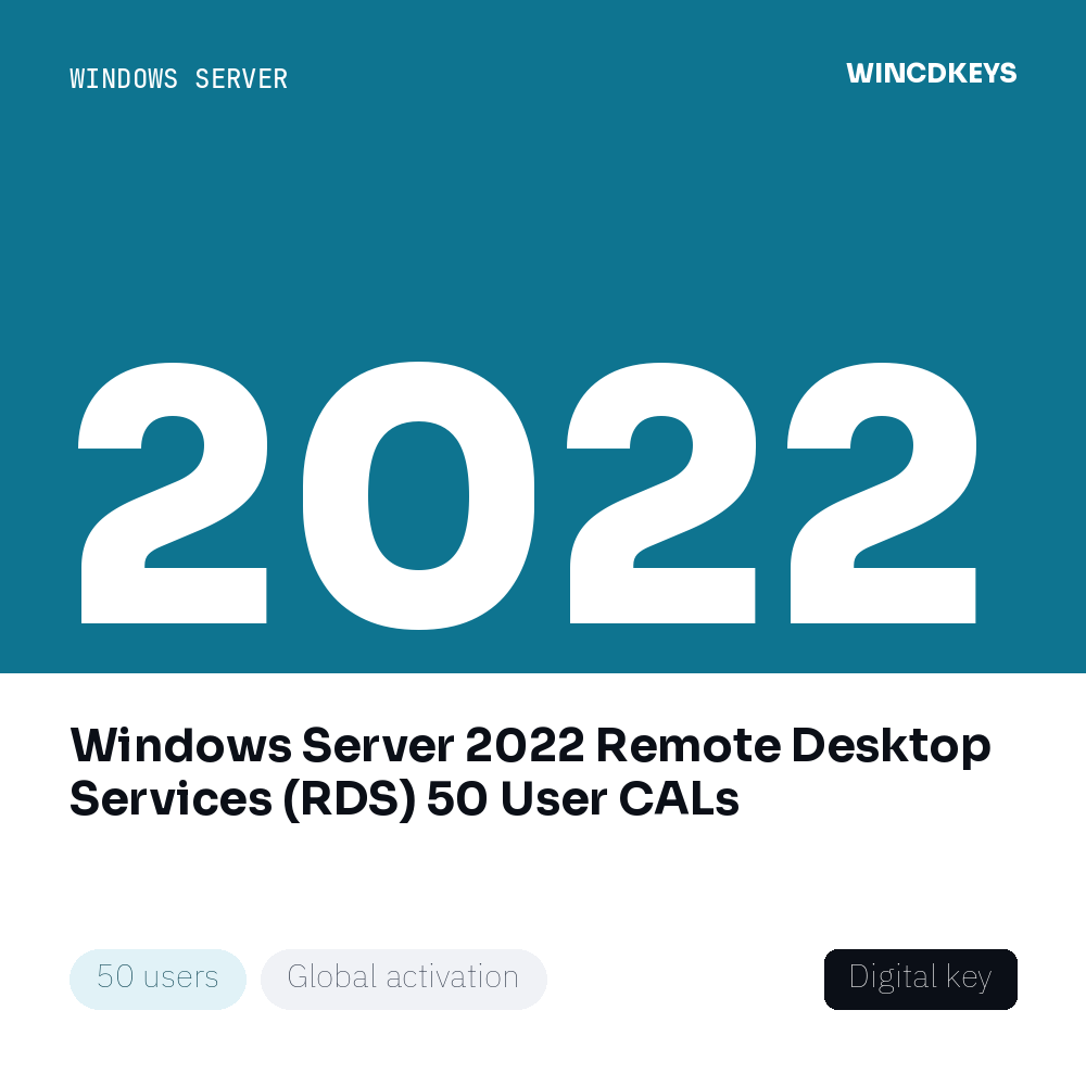 Windows Server 2022 Remote Desktop Services (RDS) 50 User CALs