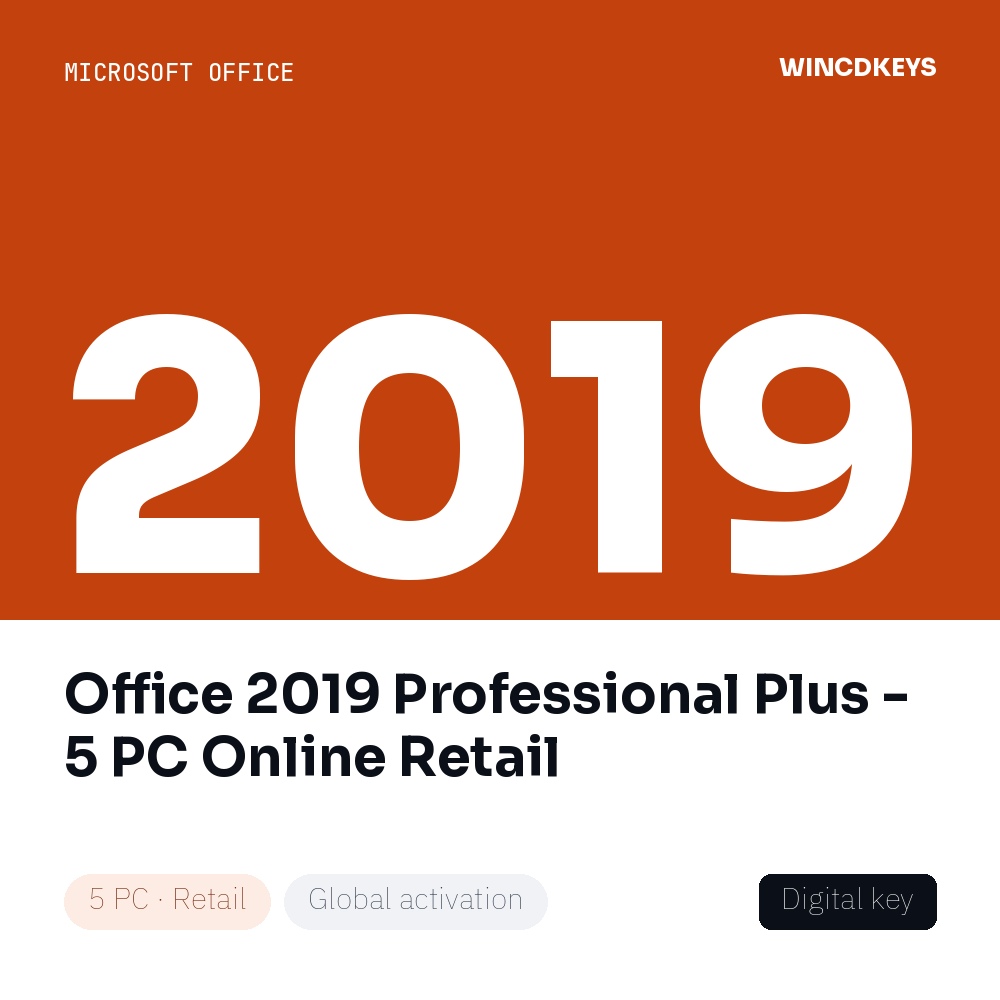Office 2019 Professional Plus - 5 PC Online Retail