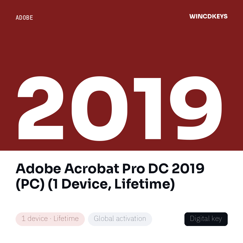 Adobe Acrobat Pro DC 2019 (PC) (1 Device, Lifetime)