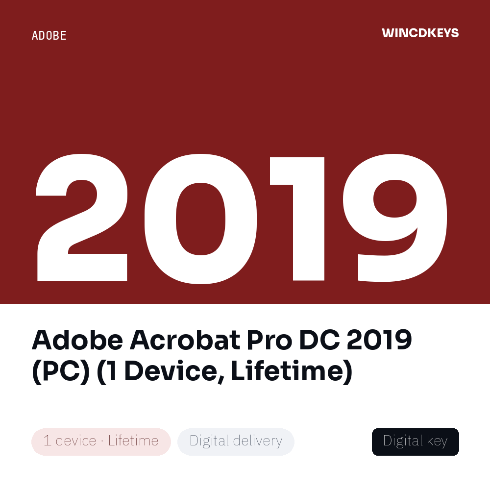 Adobe Acrobat Pro DC 2019 (PC) (1 Device, Lifetime)