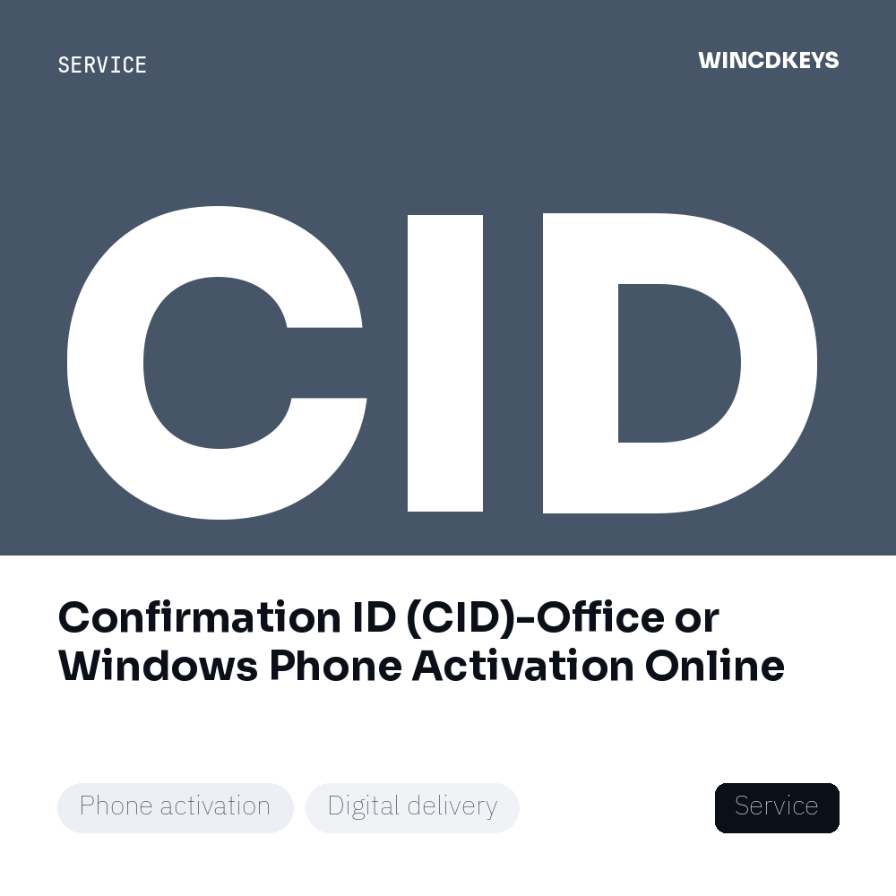 Confirmation ID (CID)-Office or Windows Phone Activation Online